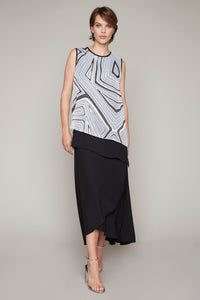 Compli K Noir novelty burnout sleeveless popover double layer blouse