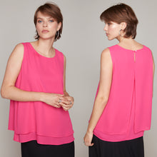 Load image into Gallery viewer, Compli K Noir sleeveless double layer popover blouse with split back detail
