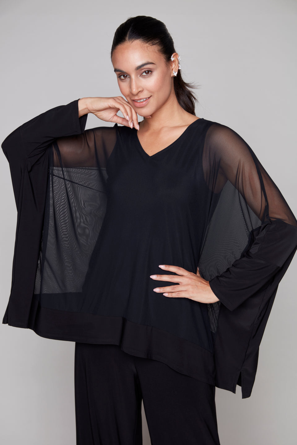 Compli K Noir Illusion Mesh Overlay Top