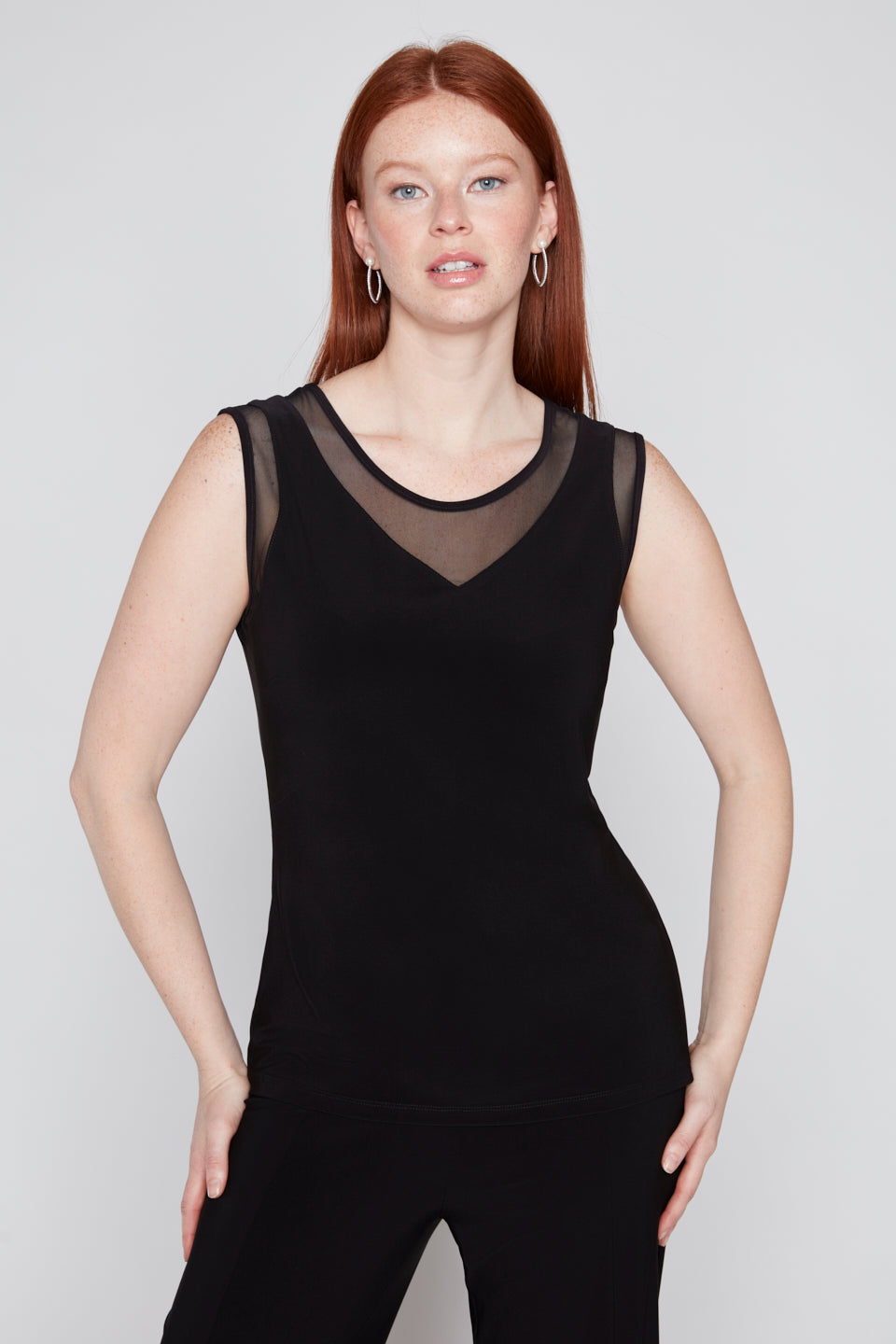 Sleeveless Sheer Illusion Top