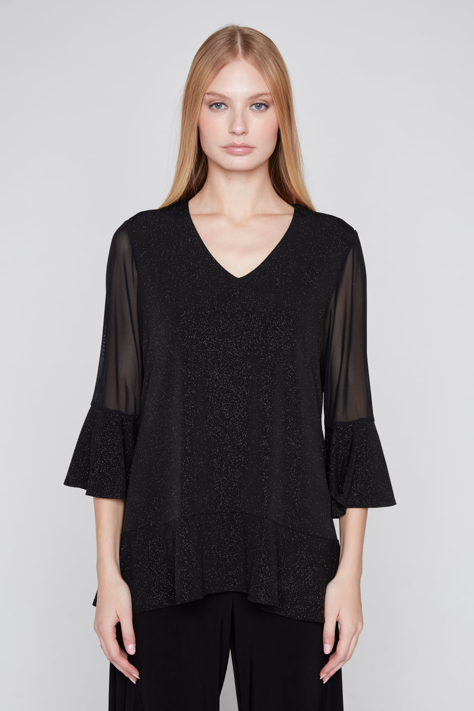 Shimmer Mesh Bell Sleeve Tunic