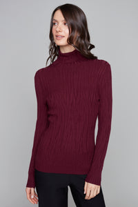 Pull col roulé ajusté texturé Carré Noir
