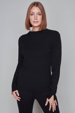 Load image into Gallery viewer, Carre Noir mock neck sweater with rhinestone detail on sleeves

