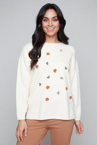 Carre Noir knit sweater with embroidered hearts