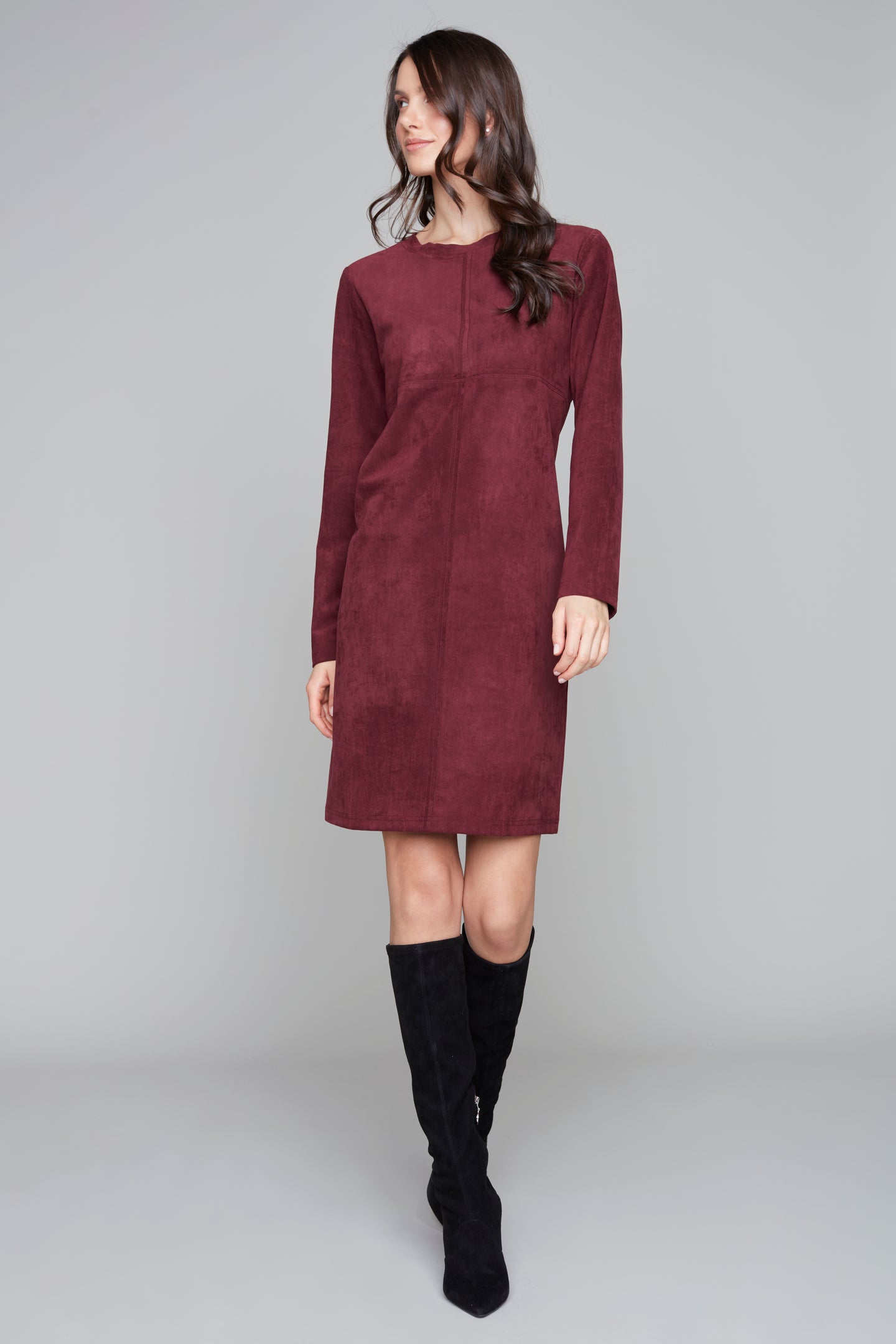 Carre Noir pop-over faux suede dress