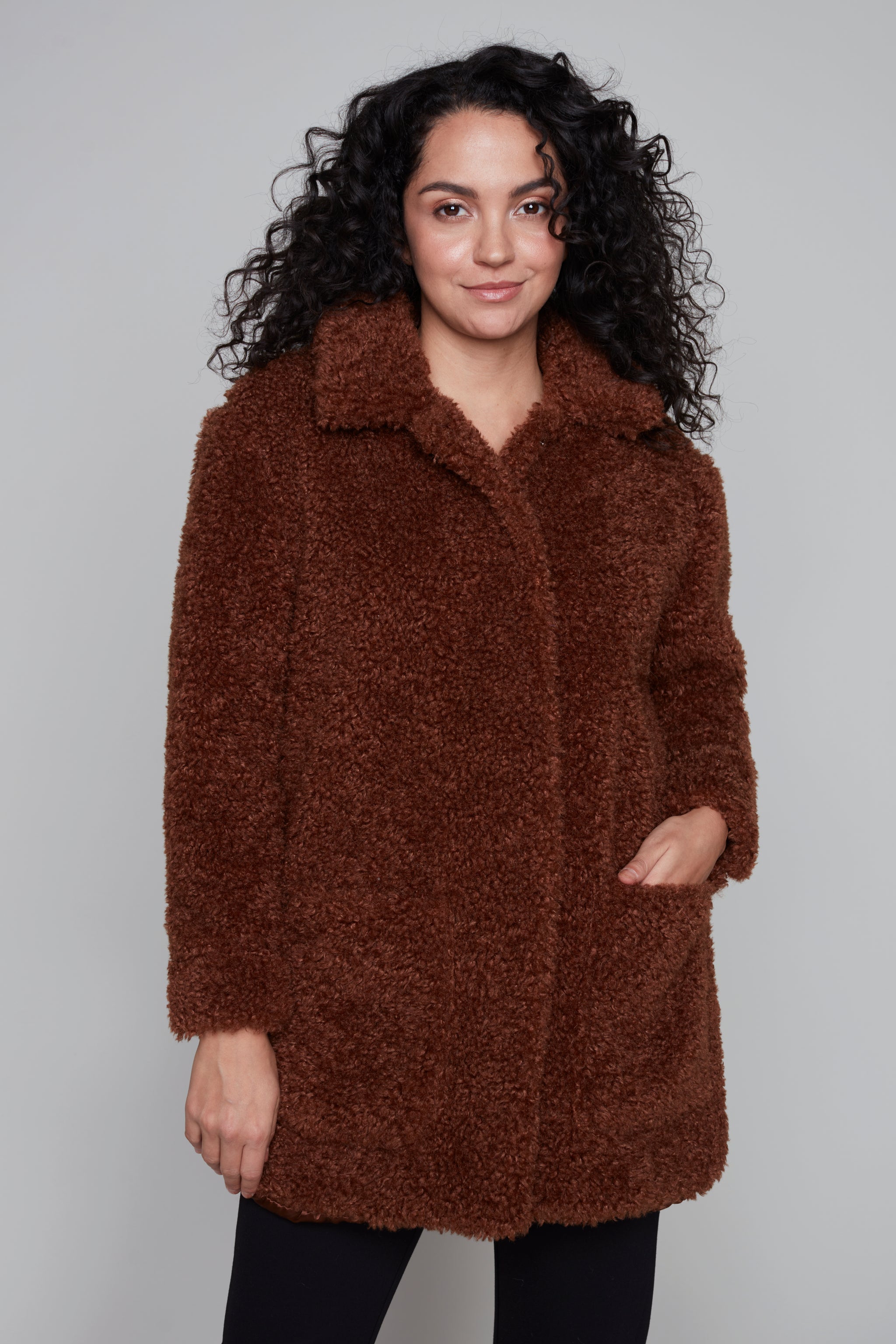 Kensie faux shearling coat rust 2025