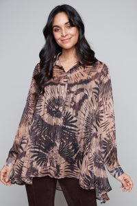 Carre Noir striped sheer satin blouse