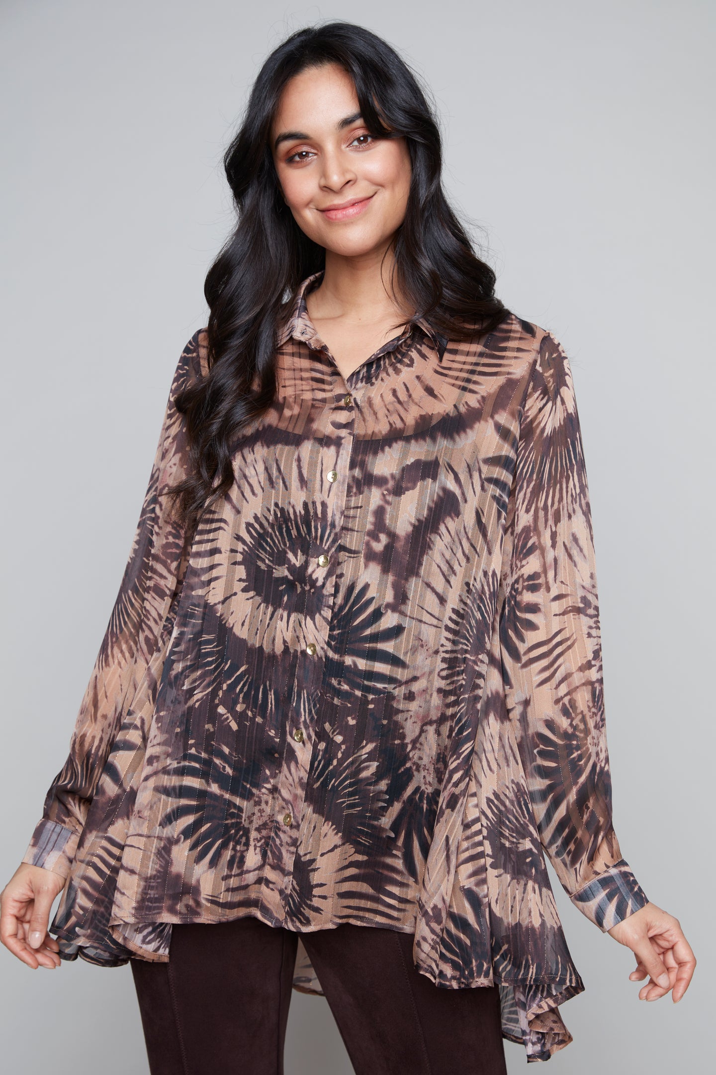 Carre Noir striped sheer satin blouse