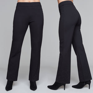Carre Noir pull-on novelty pants with black rhinestones