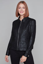 Load image into Gallery viewer, Carre noir zip front faux leather jacket
