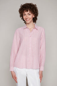 Carre Noir button-front striped blouse