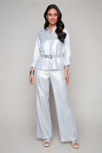Carre Noir button-front long sleeve blouse