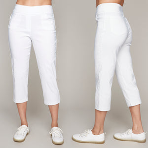 Carre Noir pull-on capri pants with side stitching details