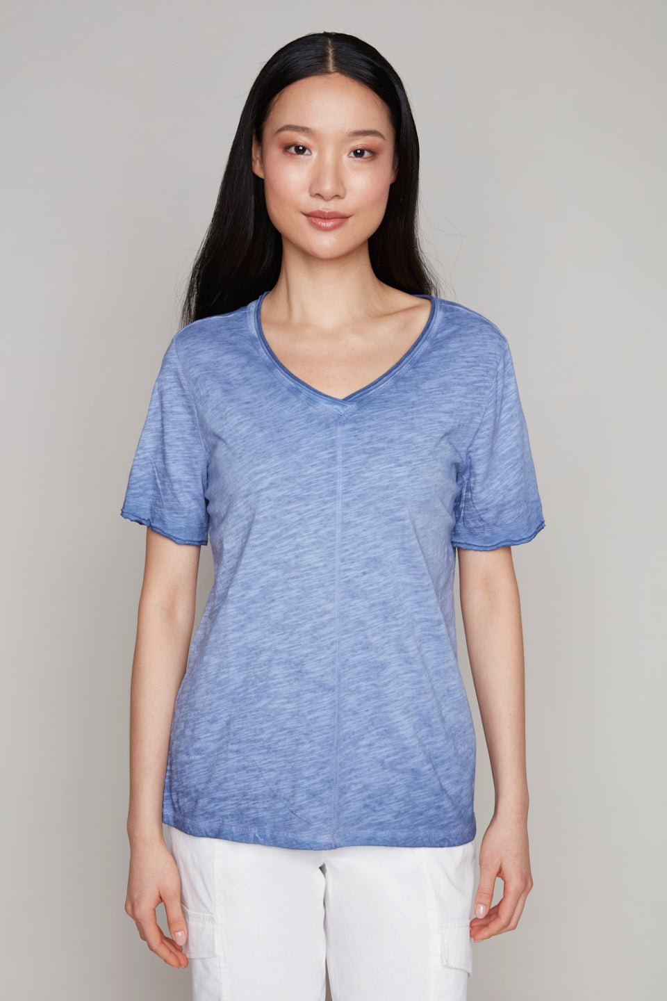Carre Noir v-neck lined cotton t-shirt