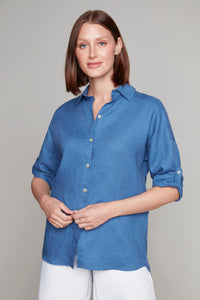 Carre Noir 3/4-length sleeve linen blouse