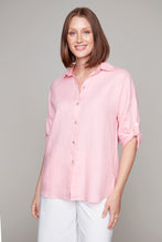 Load image into Gallery viewer, Carre Noir 3/4-length sleeve linen blouse

