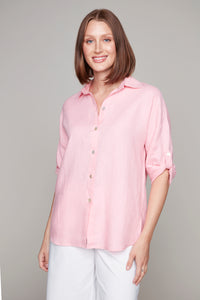 Carre Noir 3/4-length sleeve linen blouse