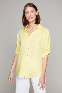 Carre Noir 3/4-length sleeve linen blouse