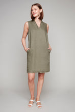 Load image into Gallery viewer, Carre Noir sleeveless ruffled linen dress with v-neckline
