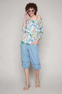 Carre Noir off-the-shoulder blouse in watercolour print