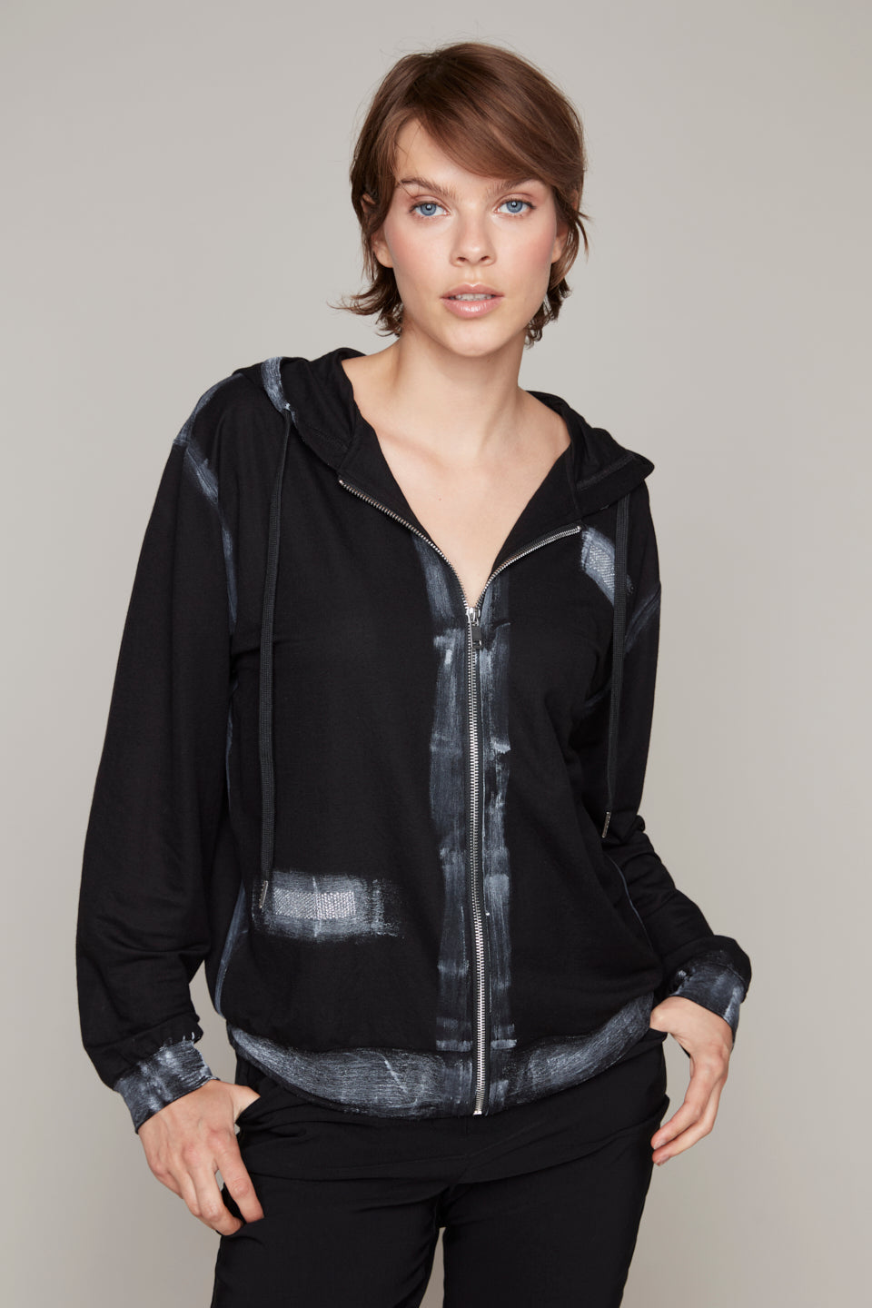 Carre Noir zip-front hoodie