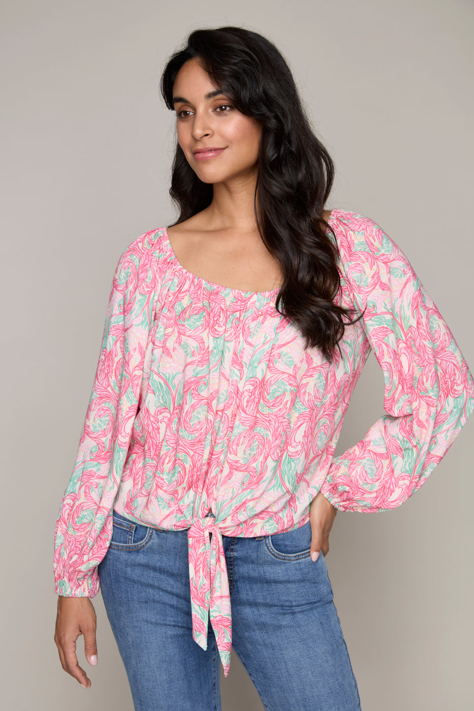 Carre Noir off-the-shoulder blouse with tie-front