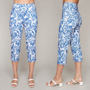 Carre Noir pull-on floral printed capri pants