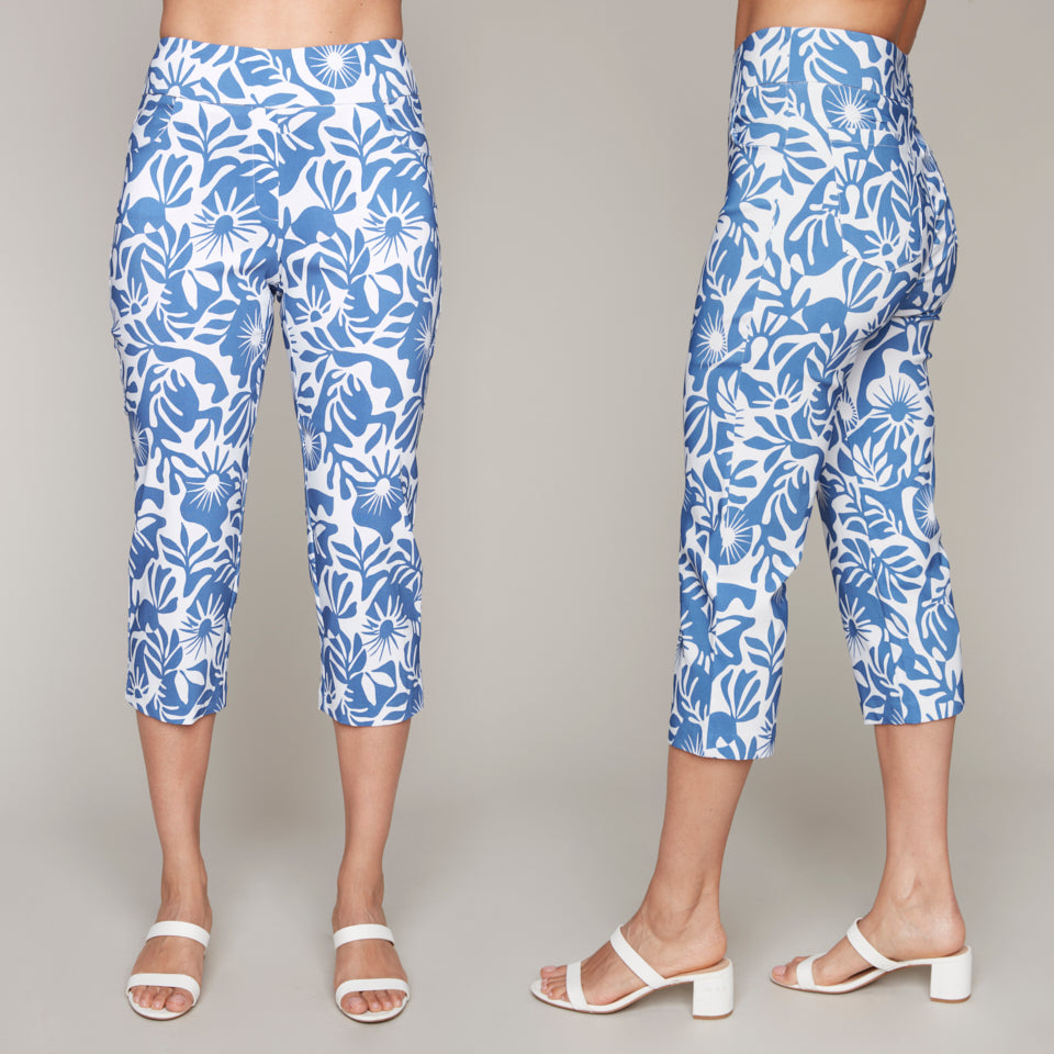 Carre Noir pull-on floral printed capri pants