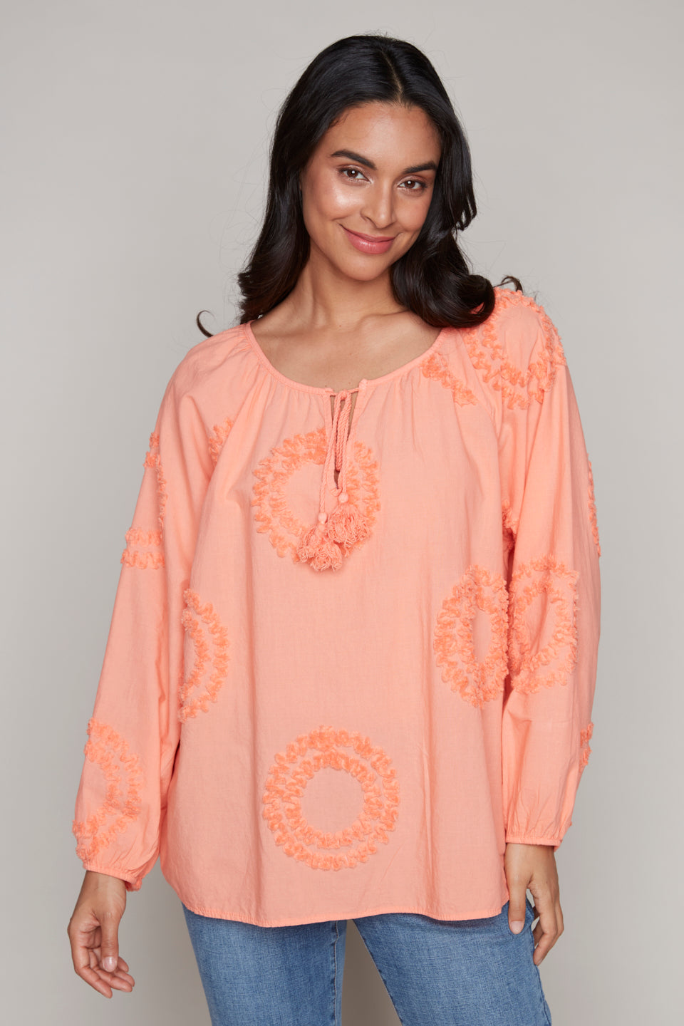 Carre Noir long sleeve tassel tie-front blouse
