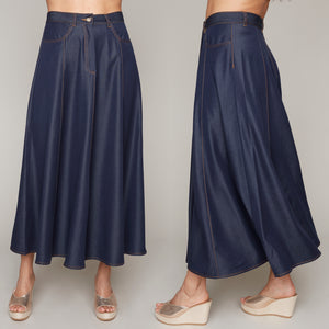 Carre Noir denim style a-line midi skirt