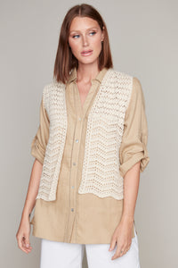Carre Noir sleeveless crochet knit vest