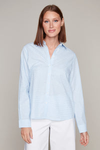 Carre Noir button-front oxford blouse