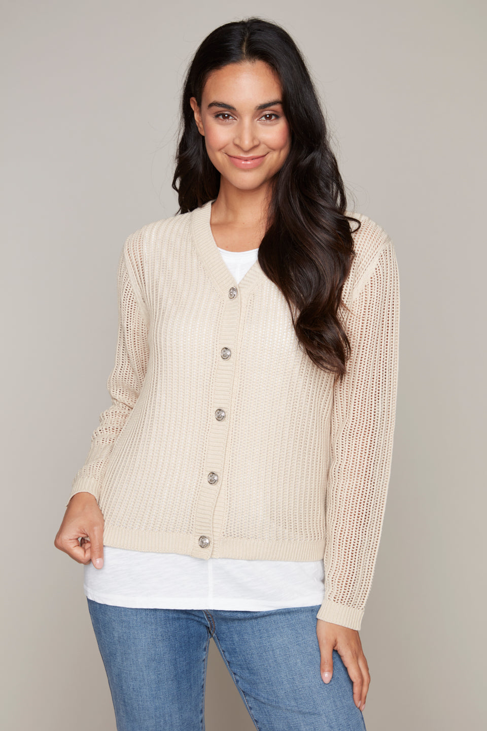 Carre Noir button-front sweater