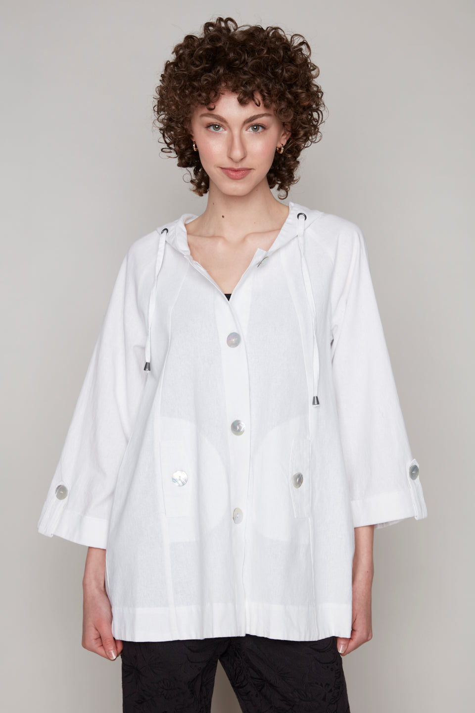 Carre Noir linen hoodie jacket