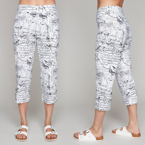 Carre Noir cropped capri pants in novelty city print