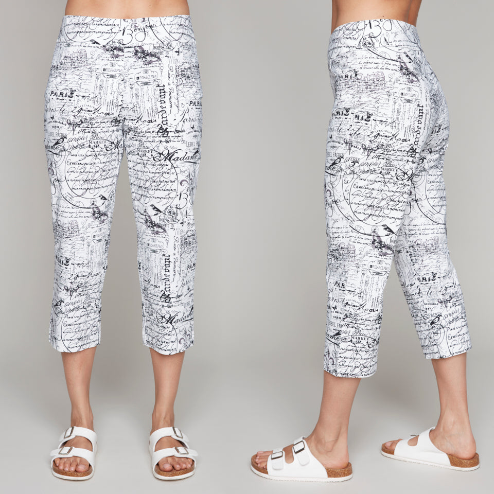 Carre Noir cropped capri pants in novelty city print