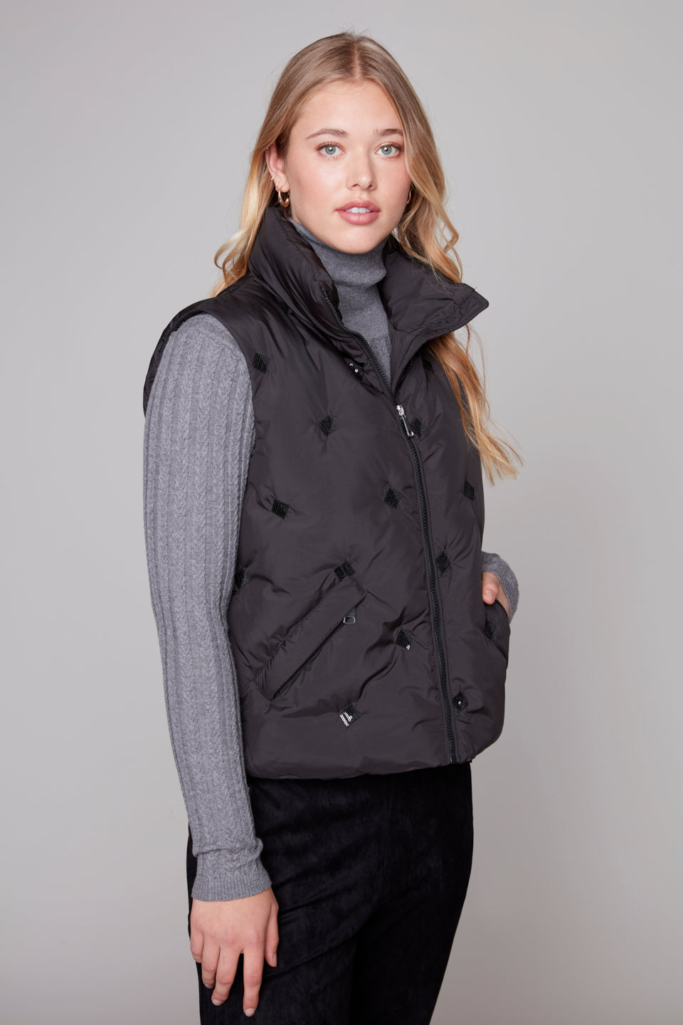 Carre Noir Quilted Zip Vest
