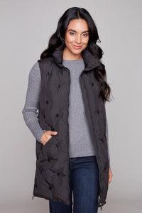 Carre Noir Long Quilted Zip Vest