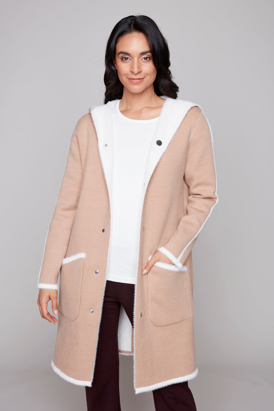 Carre Noir Reversible Contrast Trim Hooded Coat