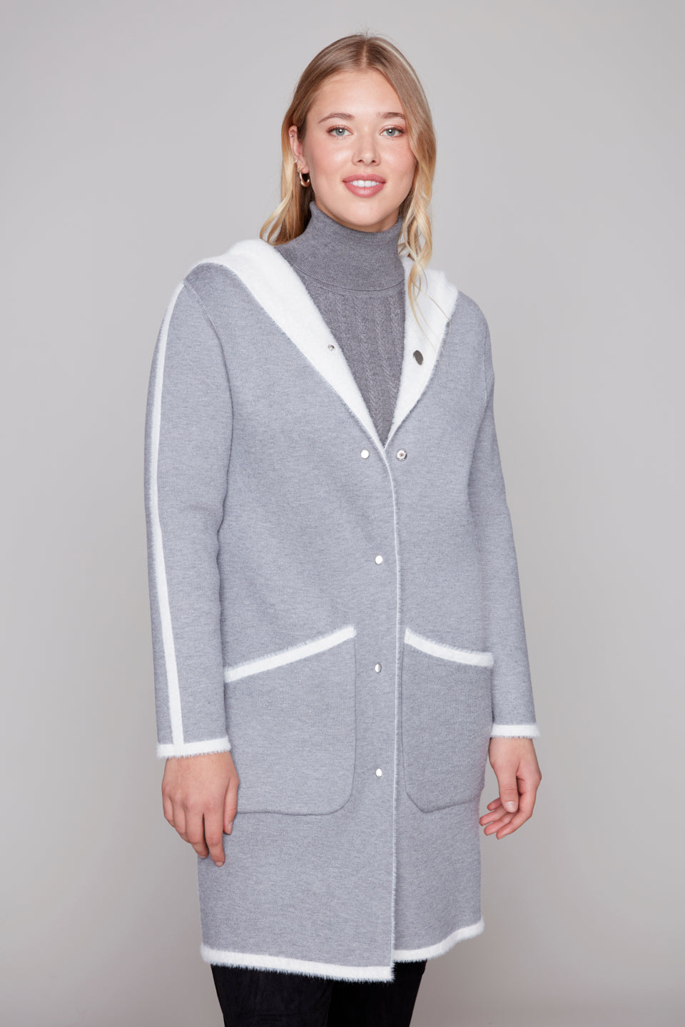 Carre Noir Reversible Contrast Trim Hooded Coat