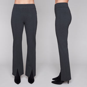 Carre Noir High-Waist Bootcut Pant with Front Slit