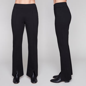 Carre Noir High-Waist Bootcut Pant with Front Slit