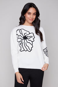 Carre Noir Graphic Floral Pullover