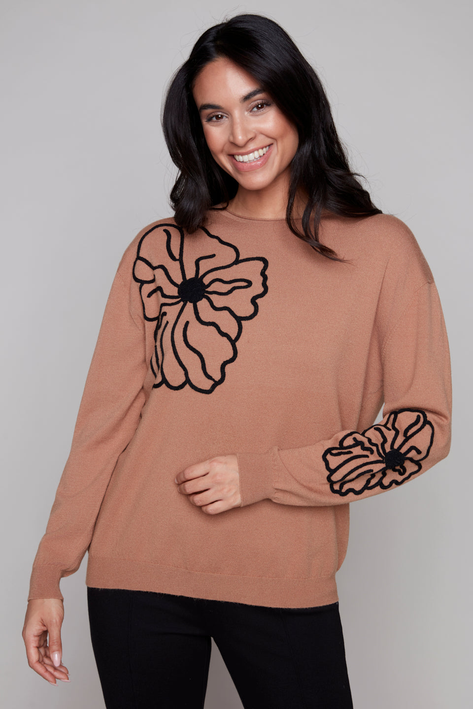 Carre Noir Graphic Floral Pullover