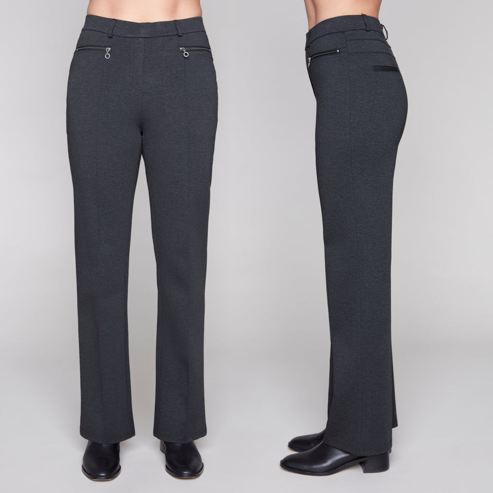 Carre Noir Zip-Detail Straight-Leg Pants
