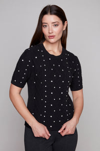 Carre Noir Diamond Pearl Knit Tee