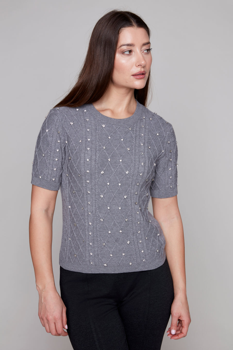 Carre Noir Diamond Pearl Knit Tee