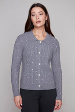 Load image into Gallery viewer, Carre Noir Crystal Collar Knit Cardigan
