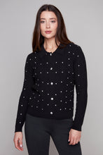 Load image into Gallery viewer, Carre Noir Crystal Collar Knit Cardigan
