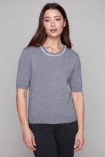 Load image into Gallery viewer, Carre Noir Crystal Petal Knit Tee
